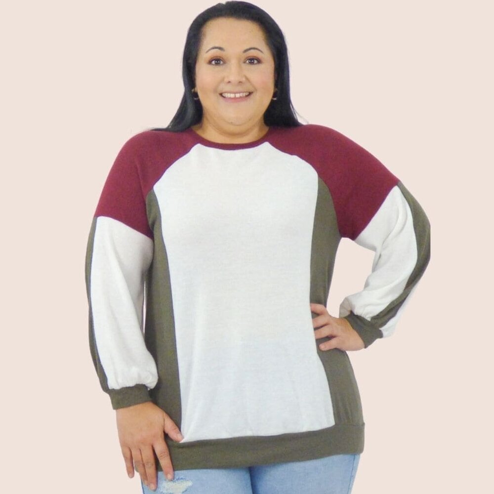 Color Block Sweater  - Ivory